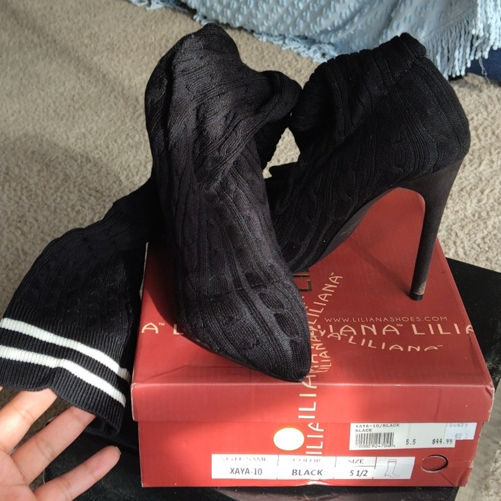 Knitted knee high heels